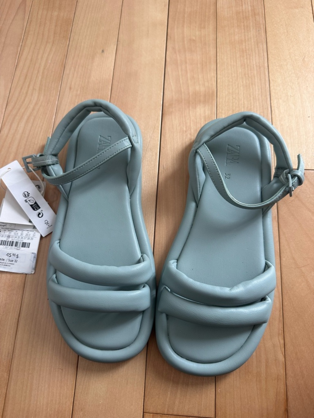 Zara Mint Green Braided Strap Sandals